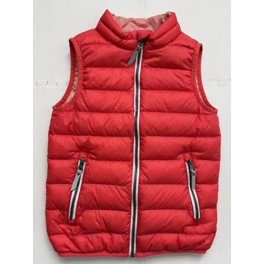 HANNA ANDERSSON Girls Puffer Vest Down Filled Zipper Pockets - Size 120/6-7 Pink